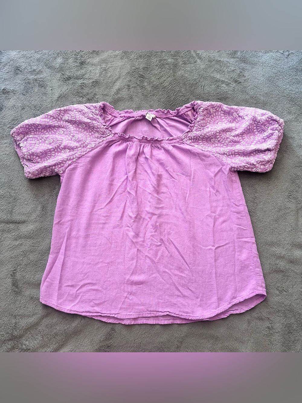 Cato Women’s Purple Balloon Sleeve Peasant Top- Women’s Small